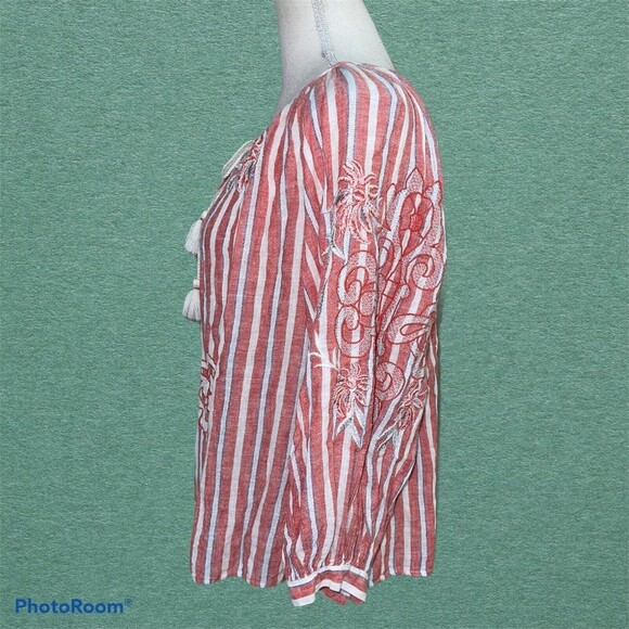 Anthropologie Akemi & Kin Audria Striped Peasant Tassels Embroidered Size XS EUC - Picture 4 of 9